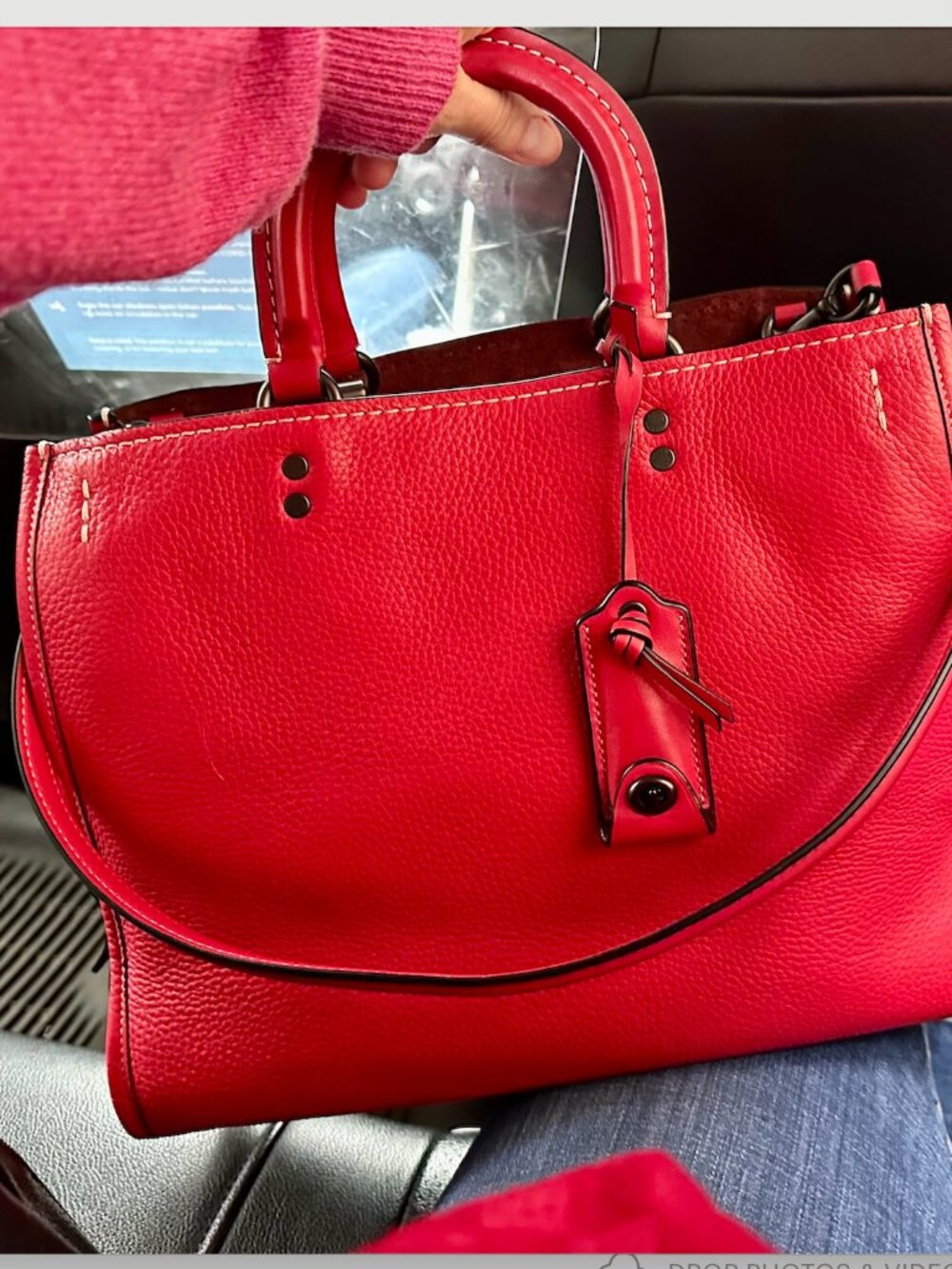 COACH Rogue 1941 Red pebbled Leather 3way satchel bag tote Rare color
